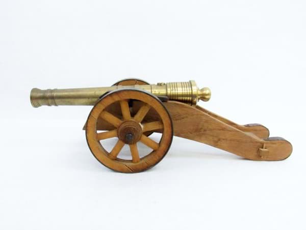 Bild von Modell Kanone, Messing & Holz, Geschütz, Feldkanone, Miniatur, Deko